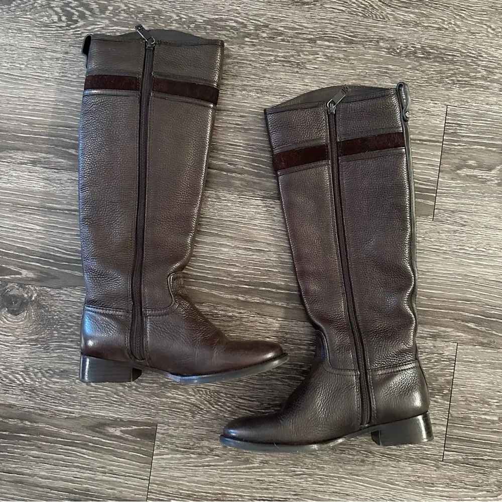 Tory Burch Brown Leather Riding Boots